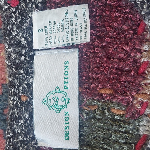 Design Options Pitchwork Vintage Cardigan Sweater Multicolot Size Small - Picture 3 of 5